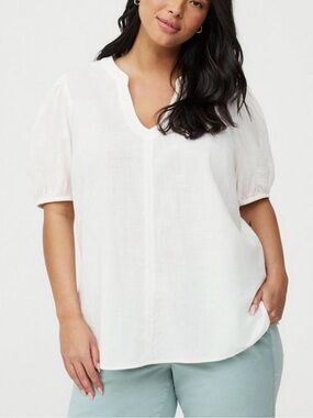 NWT Puff Sleeve Top with Embroidery